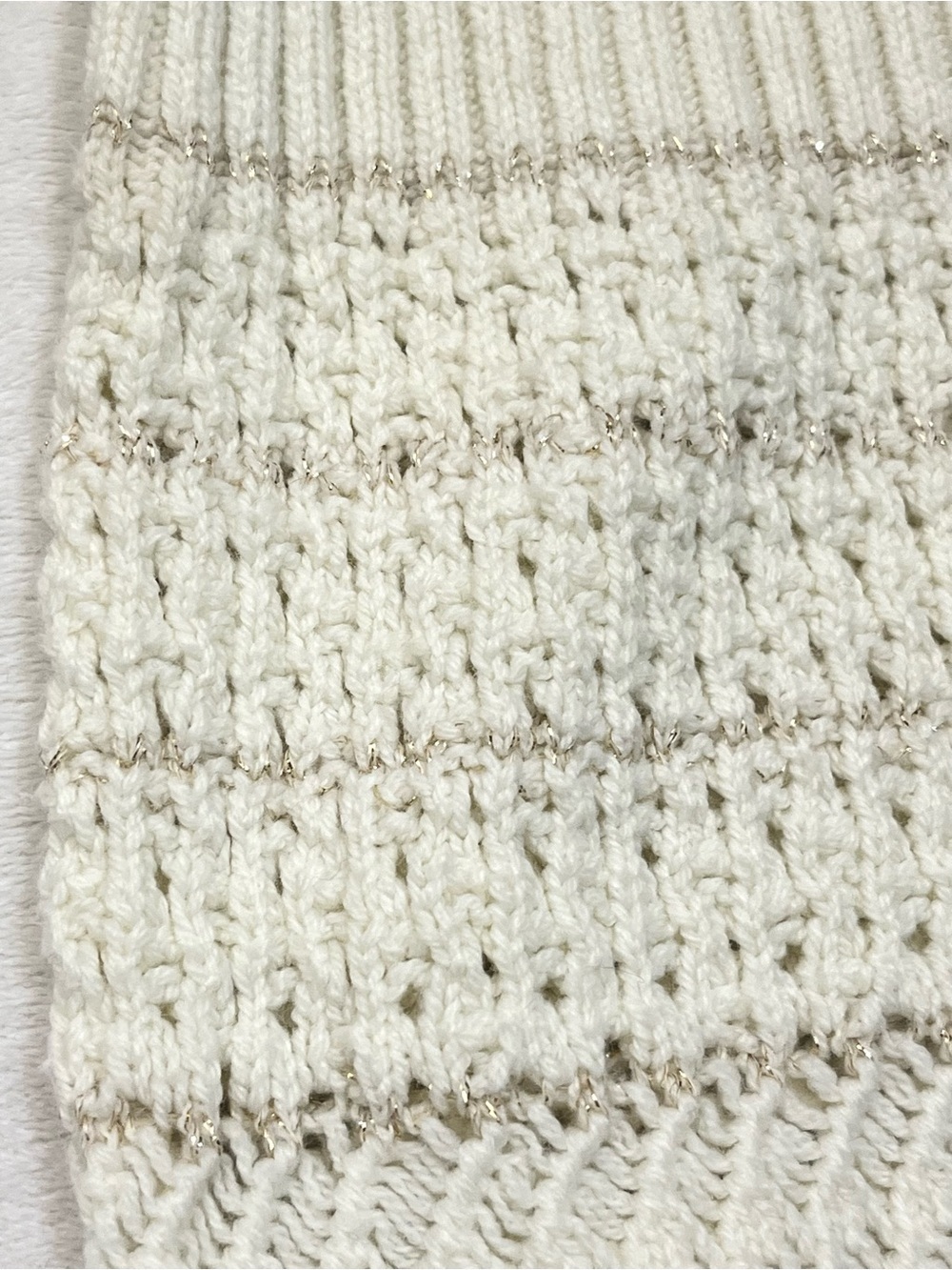 Calvin Klein Women’s 3/4 Sleeve Cream Gold Knit Cotton Blend Sweater Petite Med - Picture 14 of 16